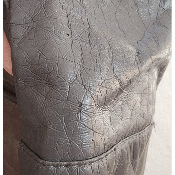 J2 Full Zip Up Fur Lined Grey Hooded Faux Leather Moto Jacket Women's Size XL - Picture 15 of 16